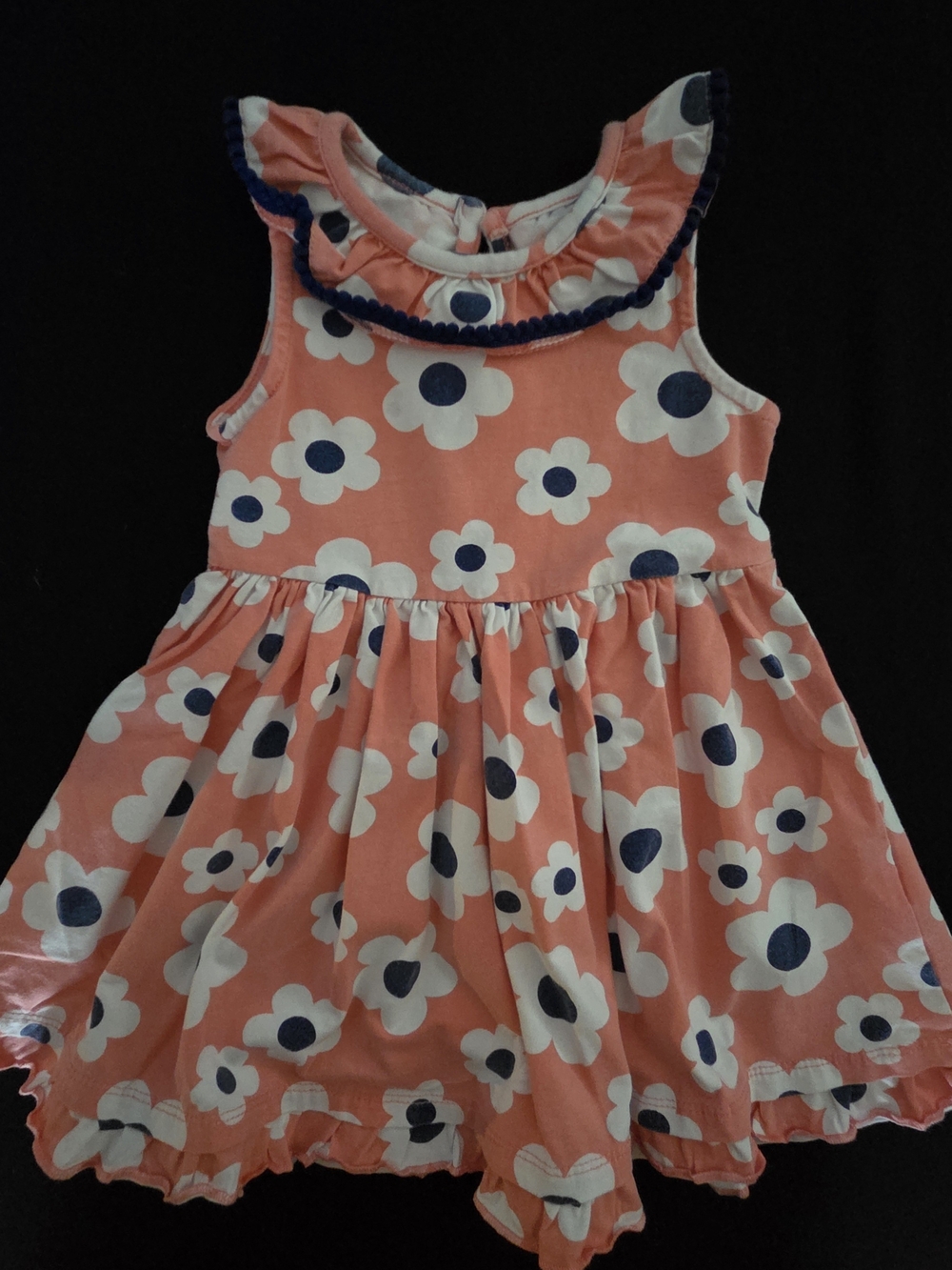 Nannette Coral Floral Sundress with Navy Trim Size 3T